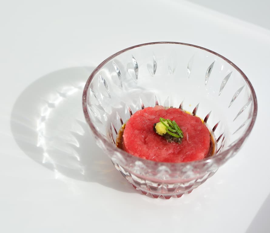 Bluefin tuna tartare, one of the dish served during private sushi dinner with tsuma ibiza