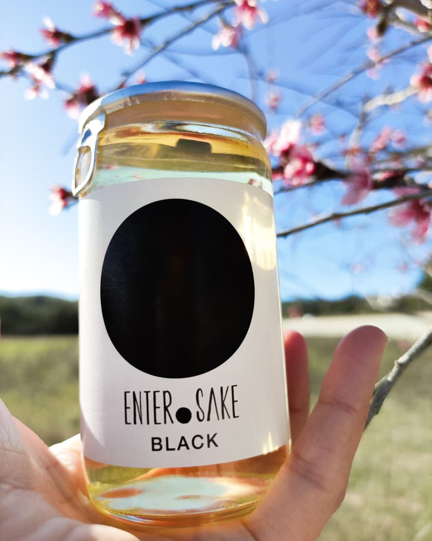 small jug of sake "enter sake" black