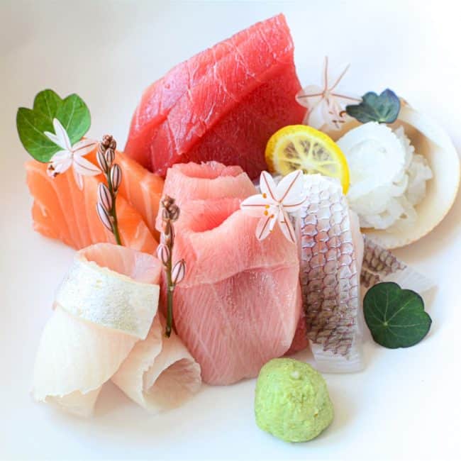 artfully plated sushi/sashimi selection