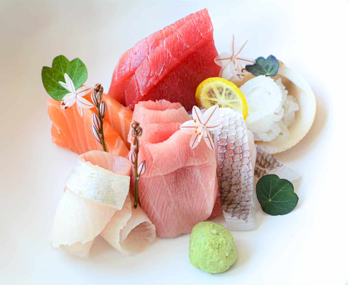 artfully plated sushi/sashimi selection